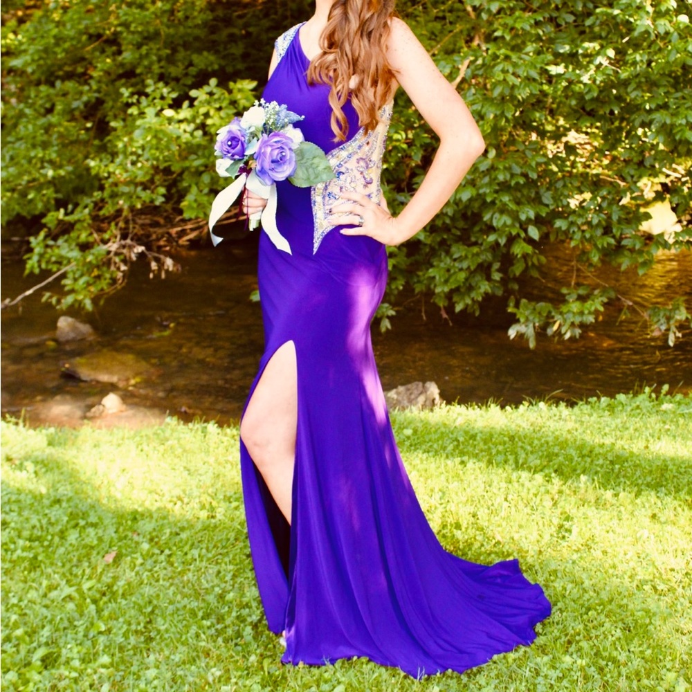 Size 8 Purple tony bowls prom dress